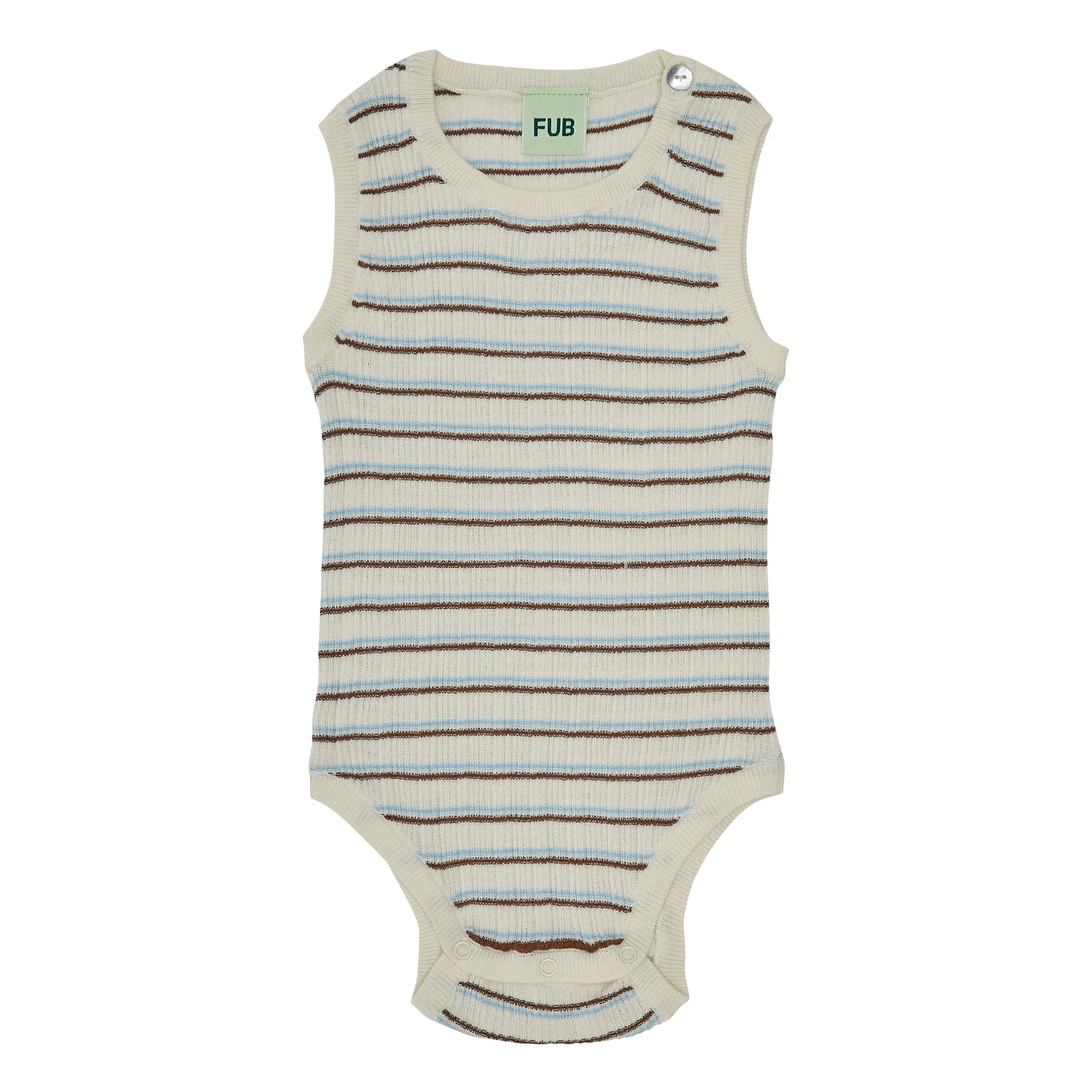 Fub Ecru Organic Cotton Striped Bodysuit