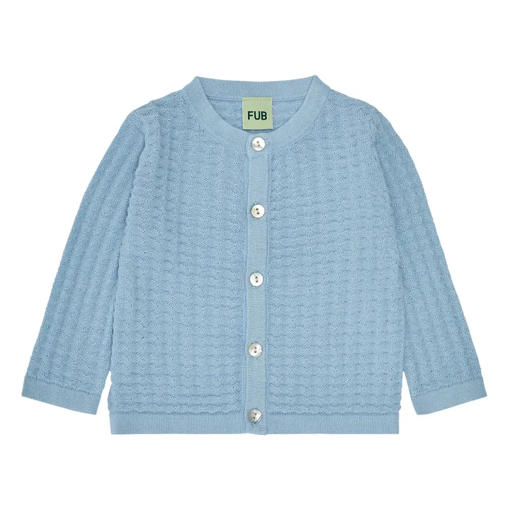 Organic Cotton Structured Knit Cardigan | Light blue- Product image n°0