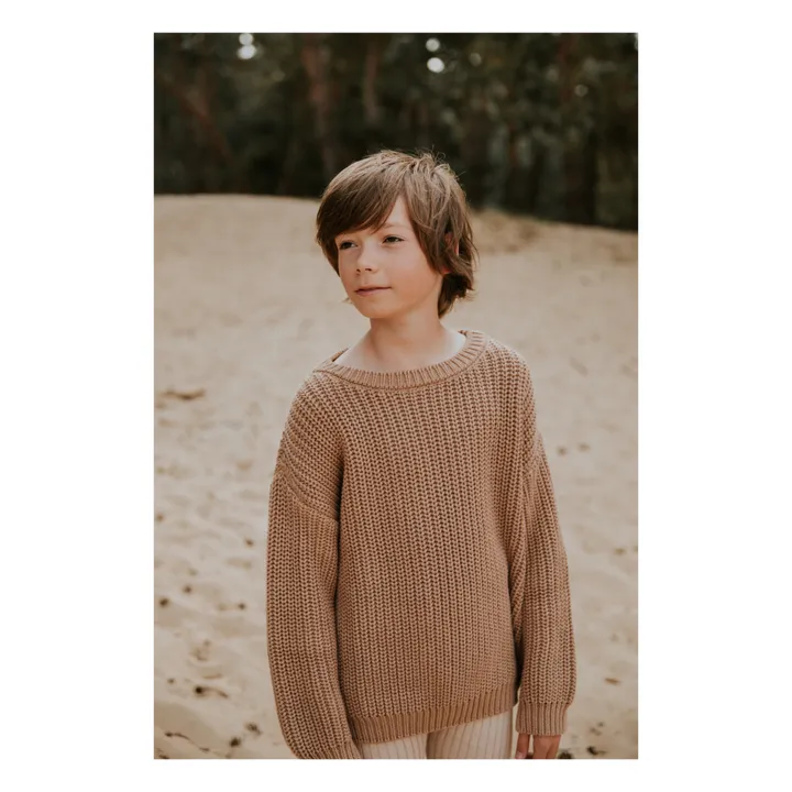 Chunky Organic Cotton Jumper | Beige- Product image n°3