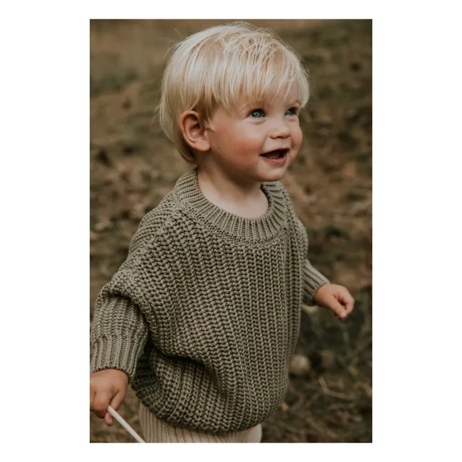 Chunky Organic Cotton Jumper | Sage