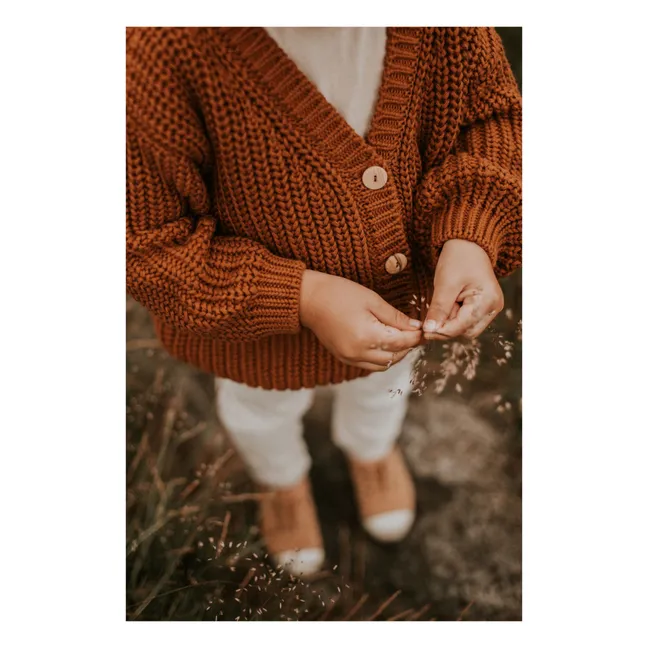 Chunky Organic Cotton Cardigan | Brown