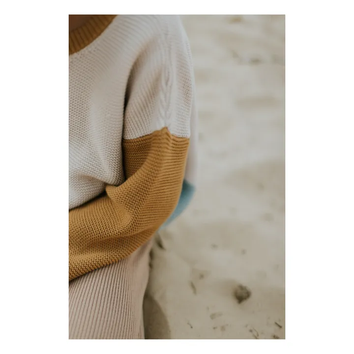 Color Block Organic Cotton Chunky Sweater | Beige- Imagen del producto n°5