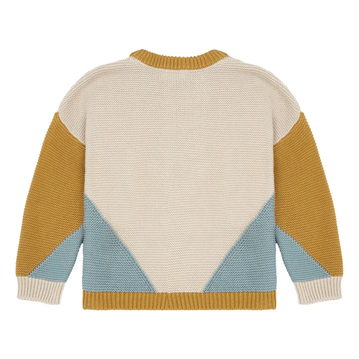 Color Block Organic Cotton Chunky Sweater | Beige- Imagen del producto n°7