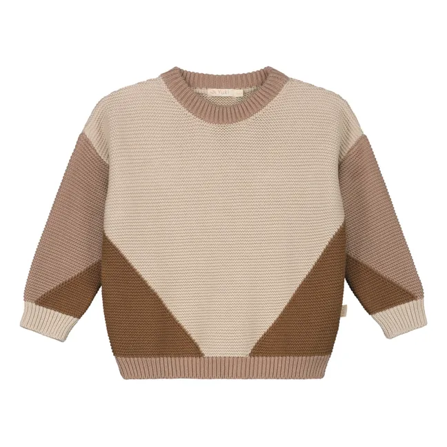 Chunky Organic Cotton Colour Block Jumper | Brown