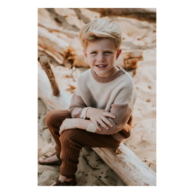 Chunky Organic Cotton Colour Block Jumper | Brown