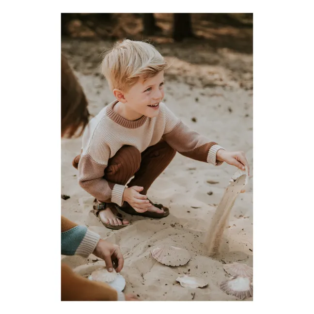 Chunky Organic Cotton Colour Block Jumper | Brown