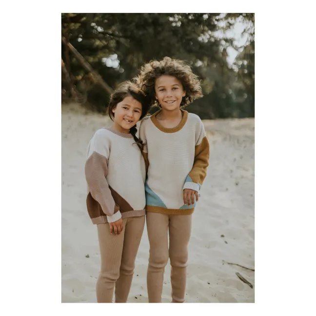 Chunky Organic Cotton Colour Block Jumper | Brown