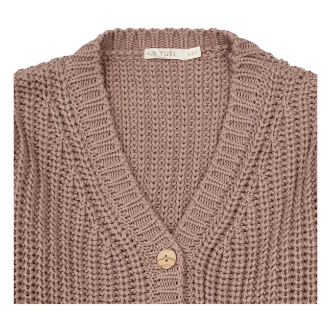 Cárdigan de algodón orgánico Chunky | Topo