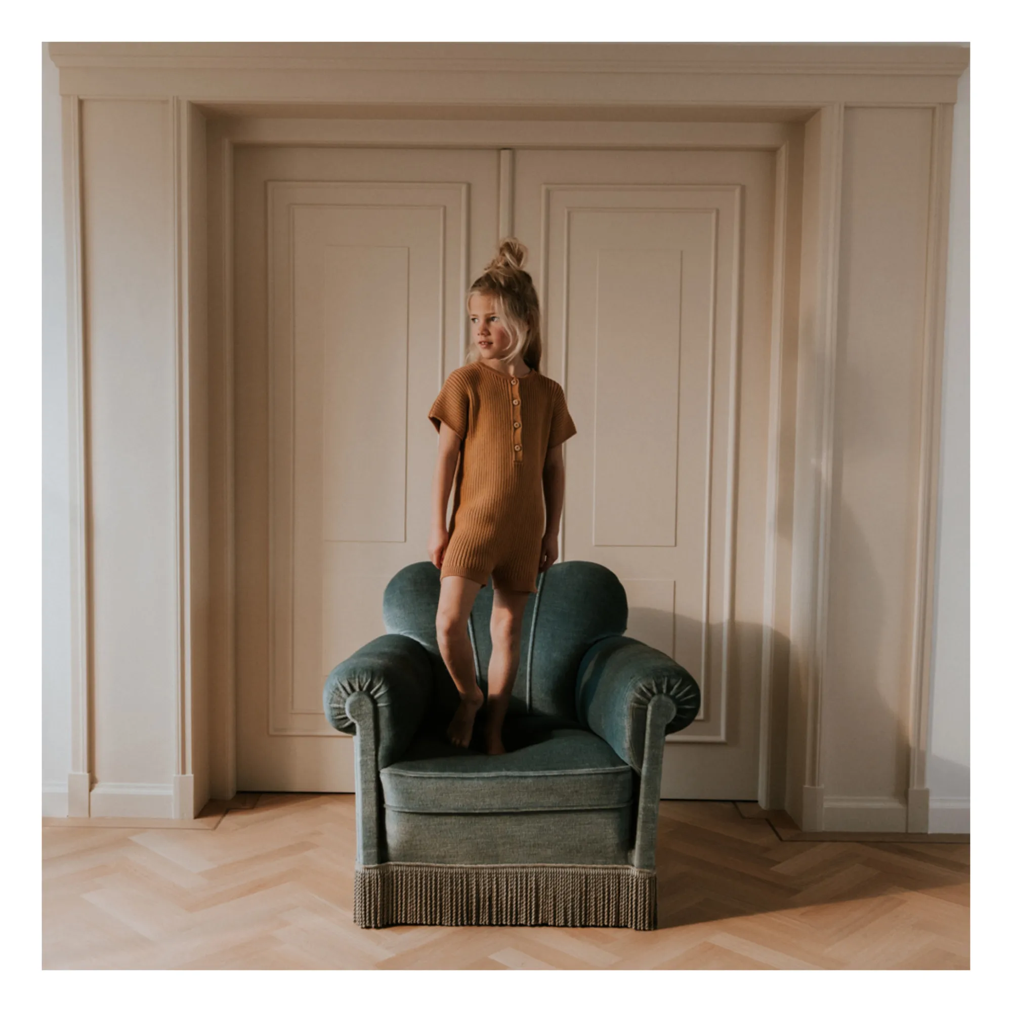 Combinaison Maille Ajourée Coton Bio | Camel- Image produit n°2