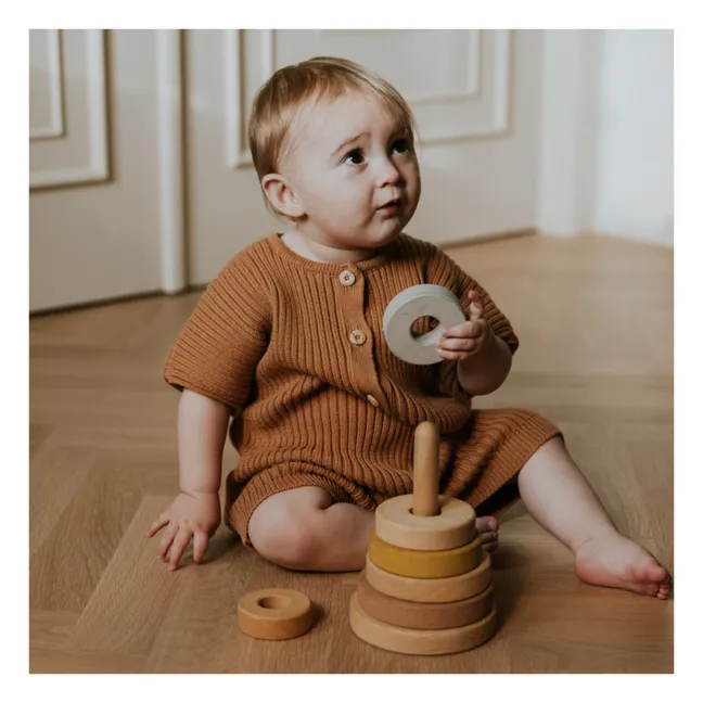 Tutina in maglia traforata in cotone organico | Camel