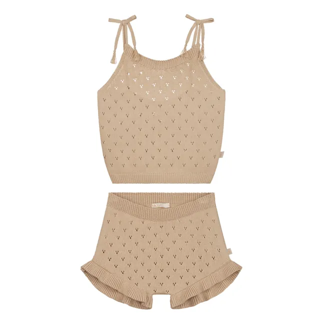 Top de encaje de algodón orgánico | Beige Nude