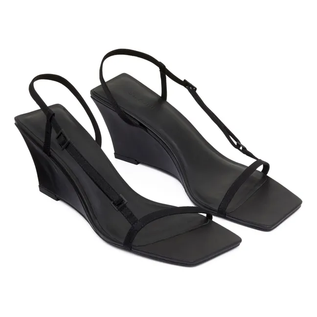 Strappy Wedge Sandals | Black