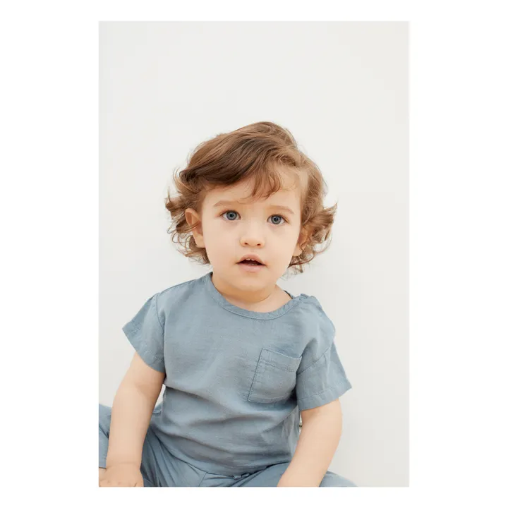 Camiseta de algodón ecológico Olivia | Azul- Imagen del producto n°2