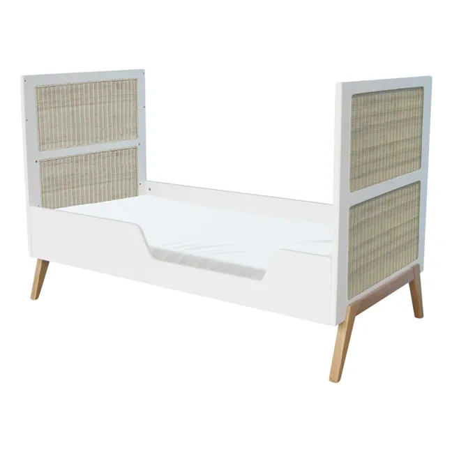 Extendable Marelia Cedar and Rattan Weave Bed 70x140cm | White