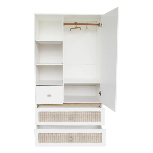 Marelia Cedar and Rattan Weave Cabinet | White