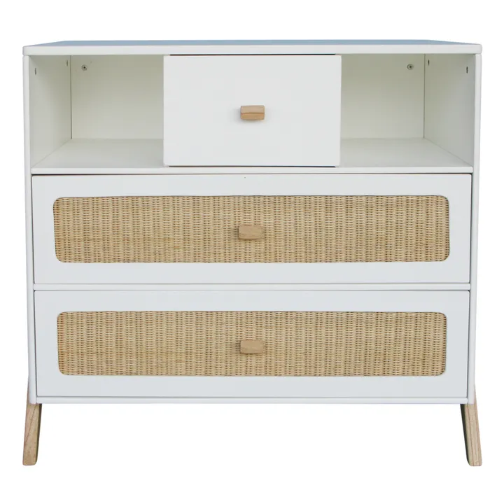 Marelia Cedar and Rattan Weave Chest of Drawers | White- Product image n°0