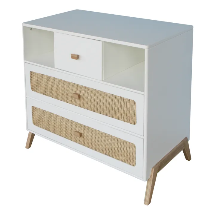 Marelia Cedar and Rattan Weave Chest of Drawers | White- Product image n°3