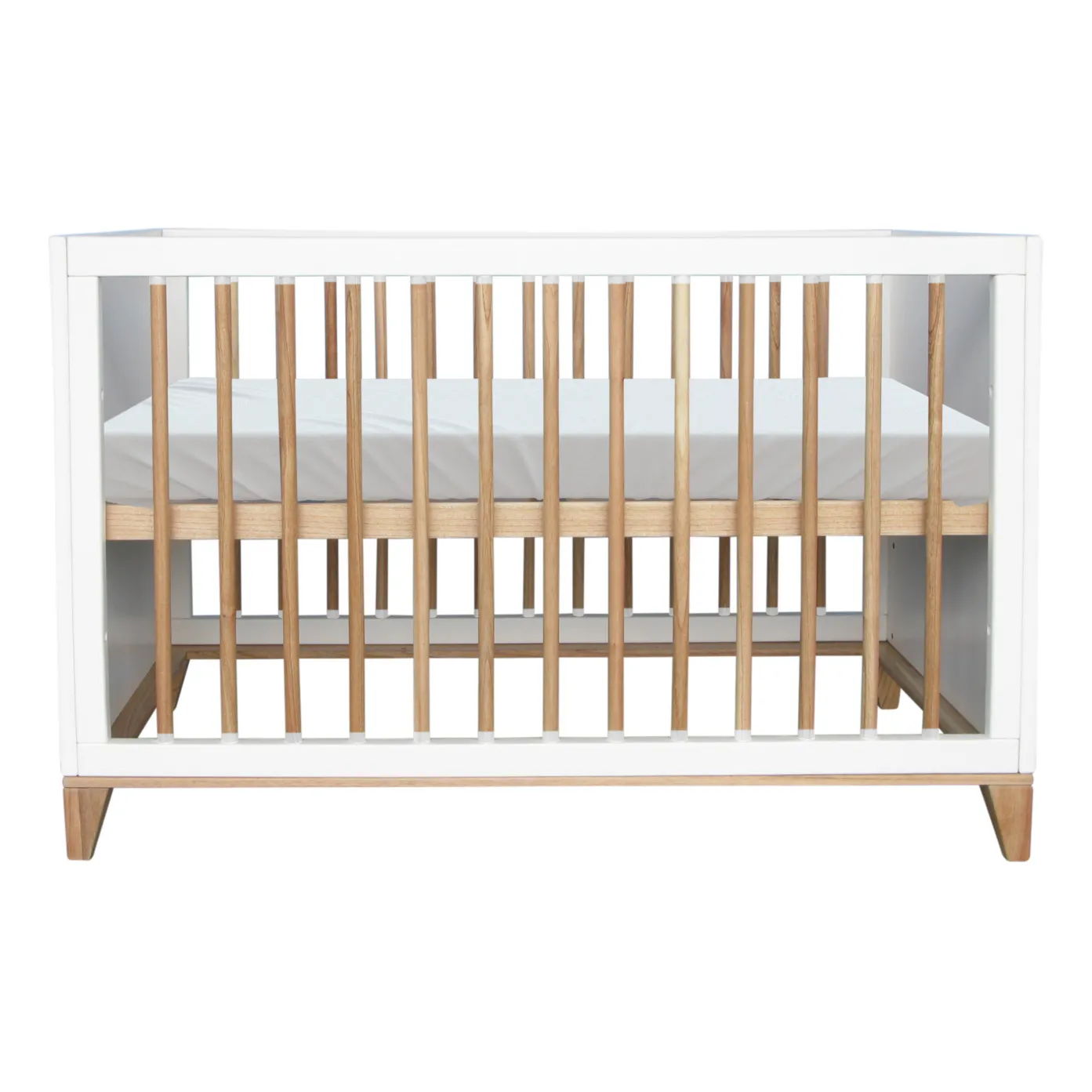Théo - Lit bébé évolutif Nami cèdre et cannage rotin 60x120 cm (Théo) - Image 1