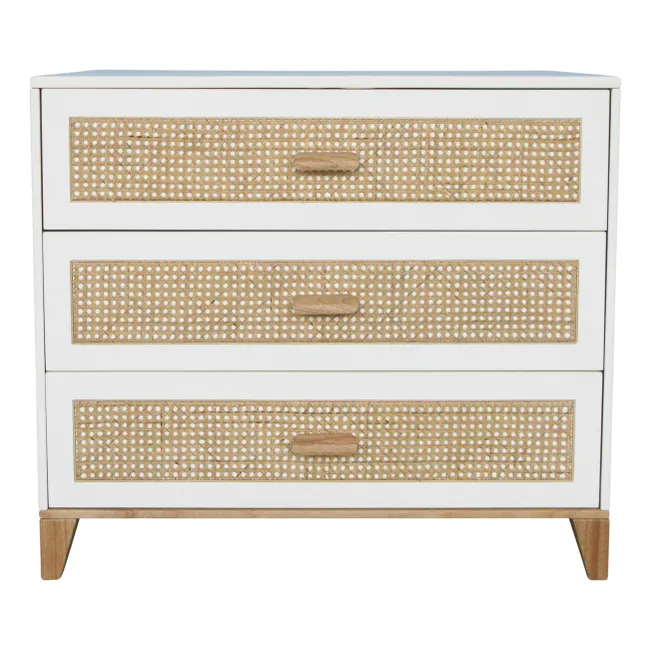Nami Cedar and Rattan Weave Chest of Drawers | White