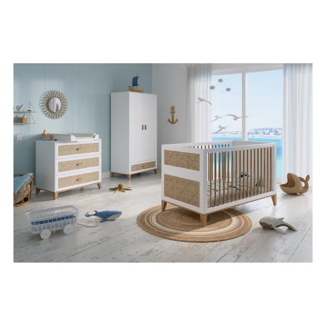 Nami Cedar and Rattan Weave Chest of Drawers | White