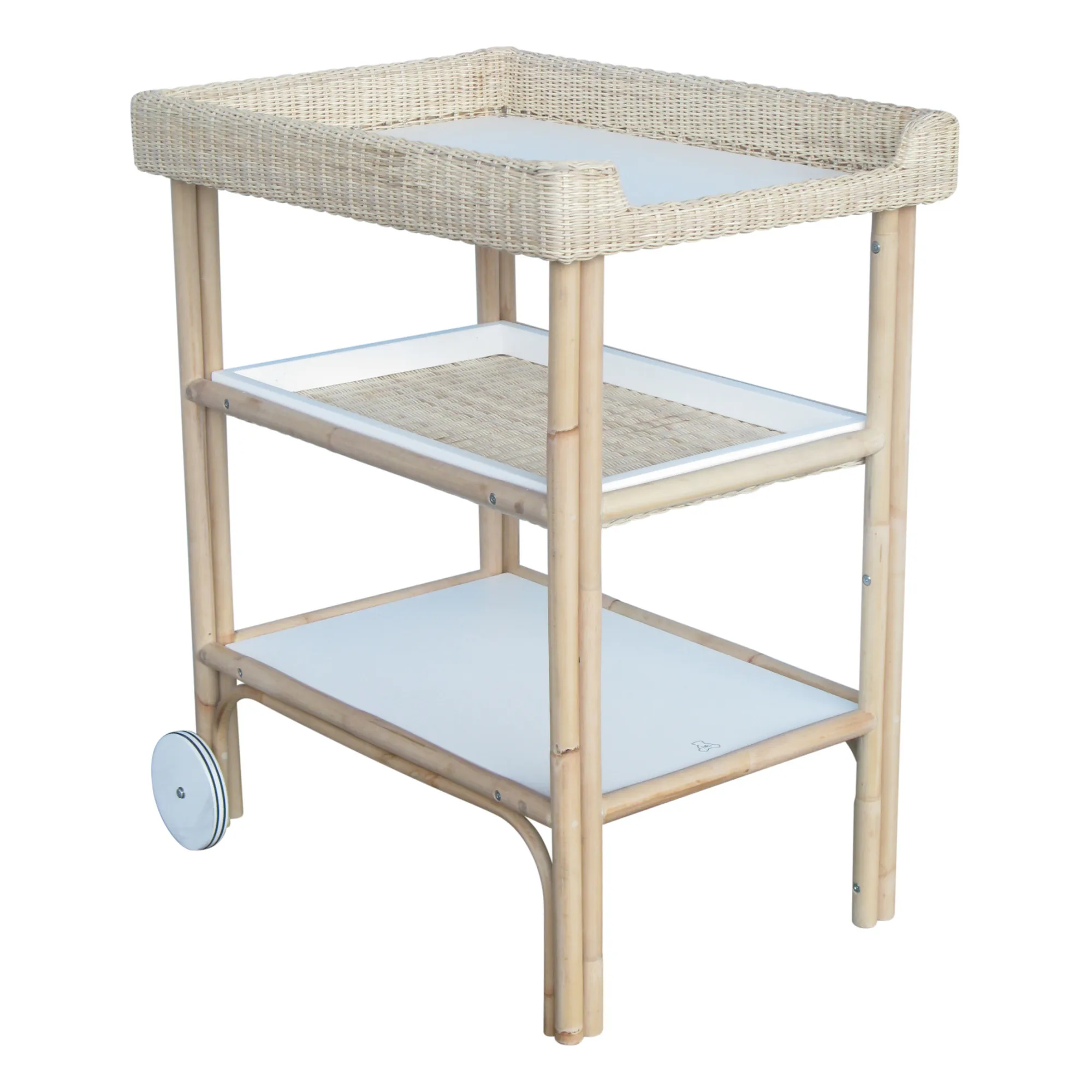 Table à langer Océania en cèdre et tressage rotin (Théo) - Image 1