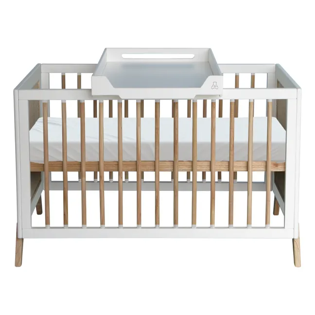 Cuna extensible Marelia tejido de cedro y ratán 60x120 cm | Blanco