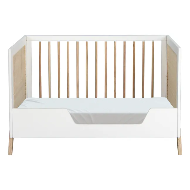 Cuna extensible Marelia tejido de cedro y ratán 60x120 cm | Blanco