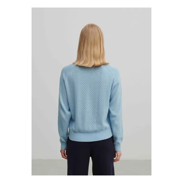 Jersey de punto pointelle de algodón orgánico - Colección Mujer | Azul Cielo- Imagen del producto n°4