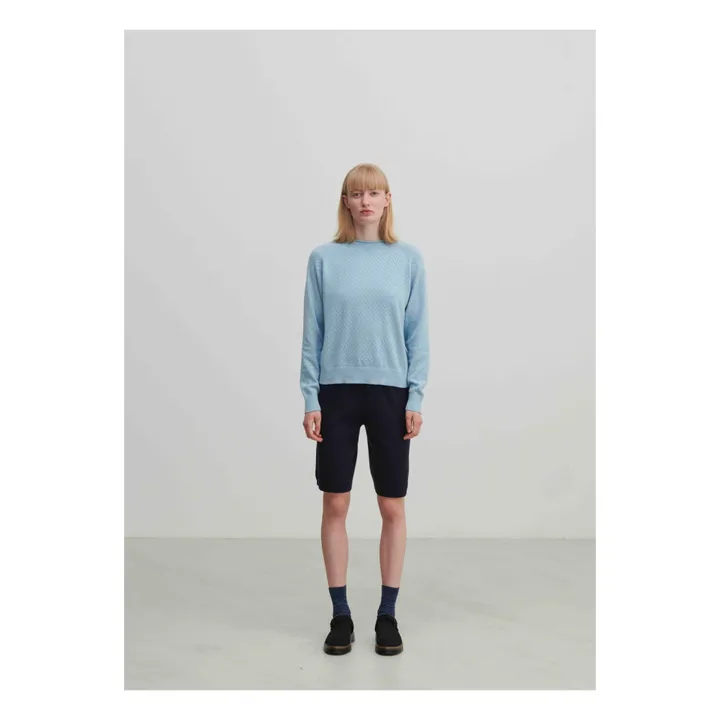 Organic Cotton Pointelle Sweater - Women's Collection | Light blue- Product image n°1