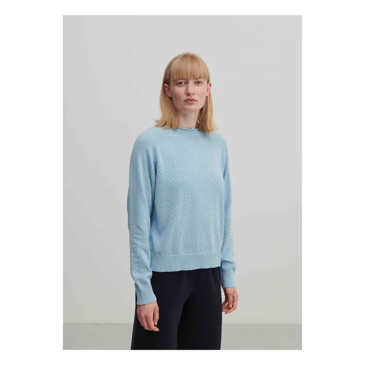 Organic Cotton Pointelle Sweater - Women's Collection | Light blue- Product image n°2