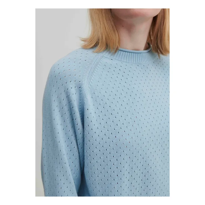 Organic Cotton Pointelle Sweater - Women's Collection | Light blue- Product image n°3