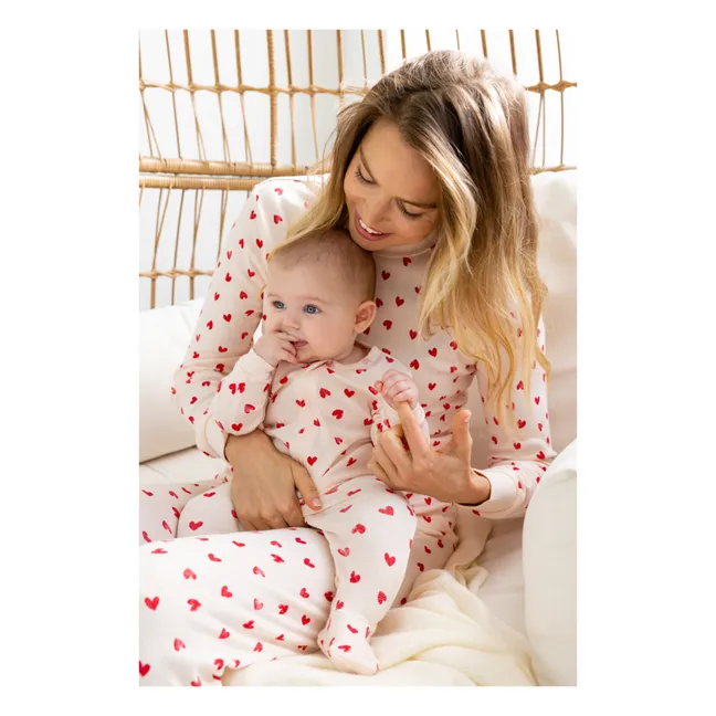 Pyjama Une Pièce Coton Bio Cœurs | Rose
