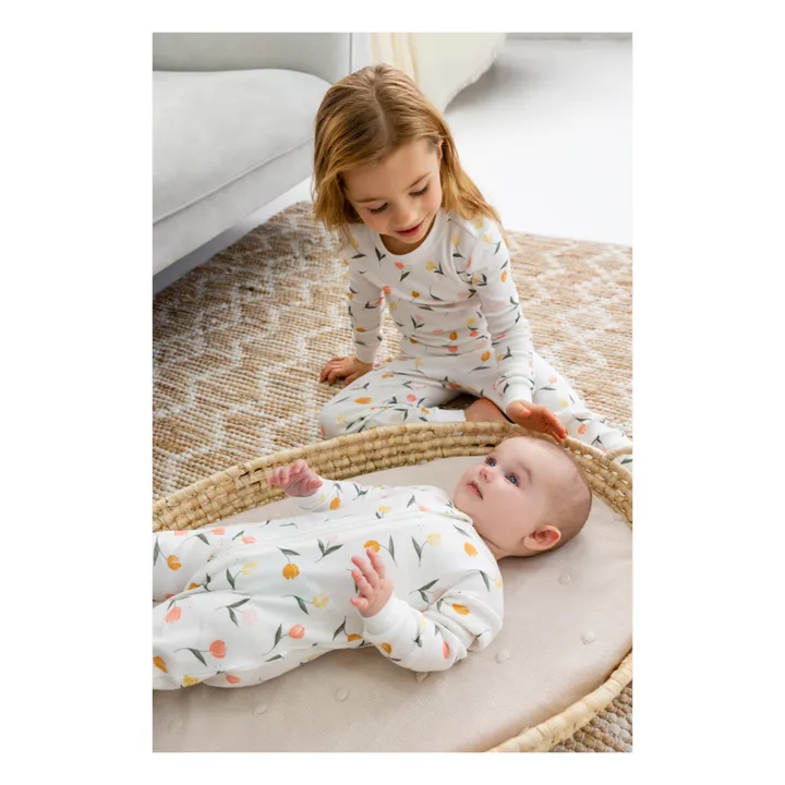 Einteiliger Pyjama aus Bio-Baumwolle Tulpen | Seidenfarben- Produktbild Nr. 1