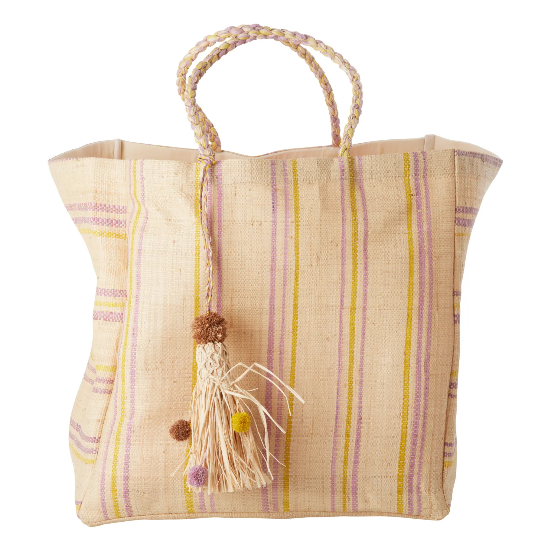 Rice Yellow Raffia Shopping Bag