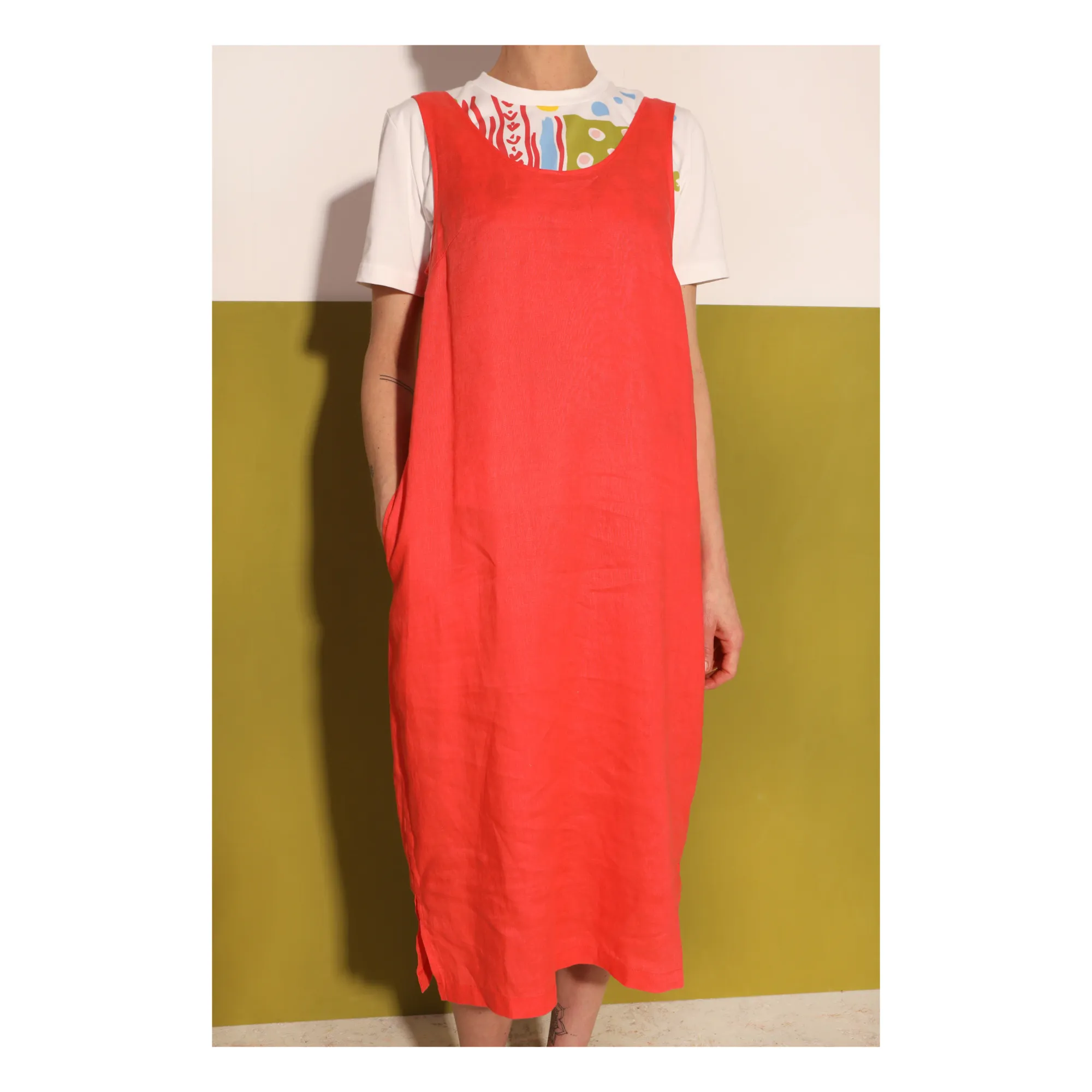 LF Markey - Basic Linen Shift Dress - Vermillion | Smallable