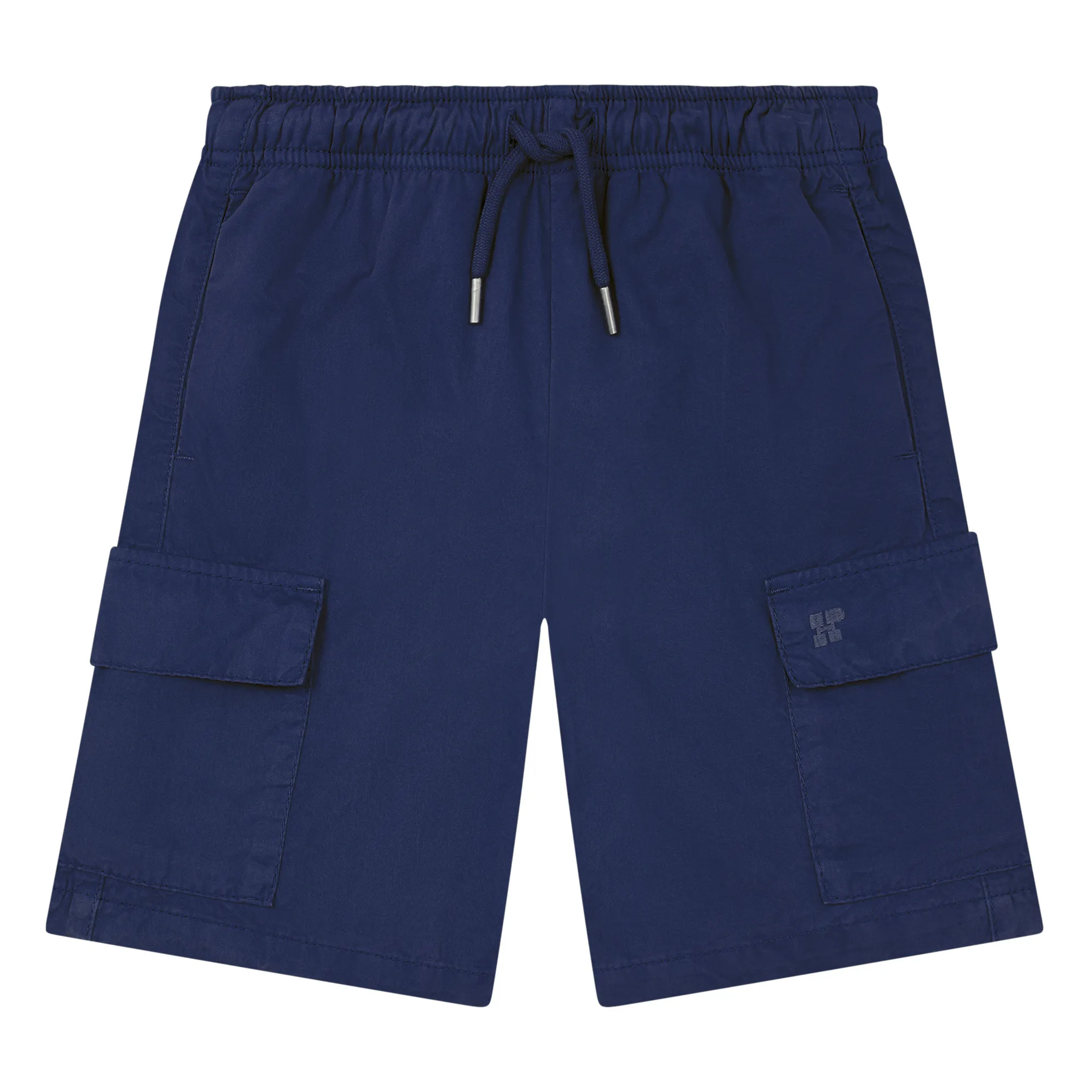 Hundred Pieces Navy Blue Adjustable Waist Cargo Shorts