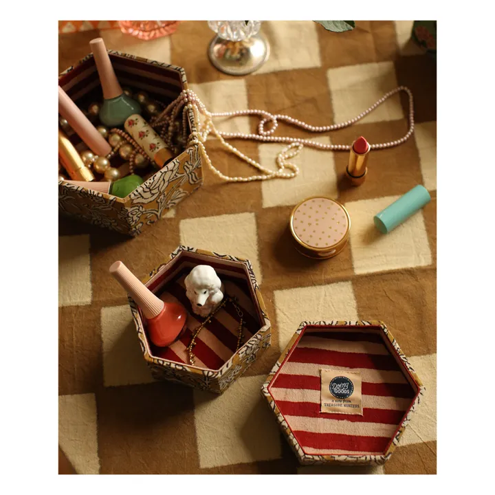 Cajas hexagonales de madera y algodón Botanical - Juego de 2 | Amarillo Mostaza- Imagen del producto n°3