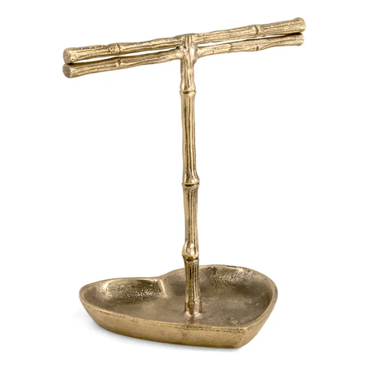 Joyero de latón reciclado Lolita Bamboo | Marrón Dorado- Imagen del producto n°0