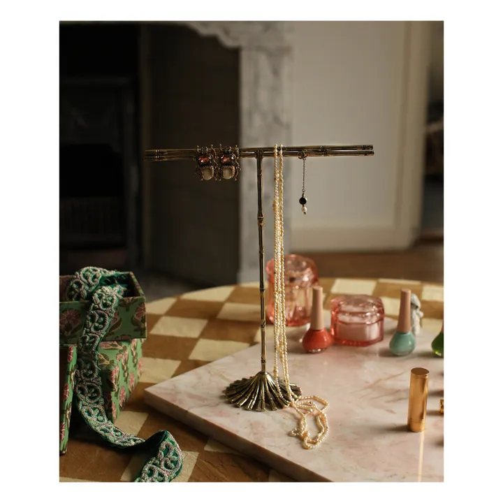 Joyero de latón reciclado Frida Bamboo  | Marrón Dorado- Imagen del producto n°1