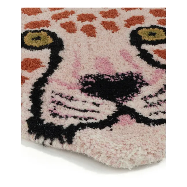 Alfombra de lana con cabeza de leopardo Pinky | Rosa