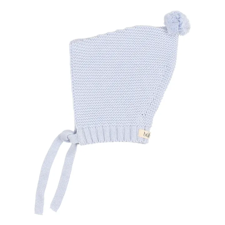 Organic Cotton Knit Bonnet | Light blue- Product image n°0