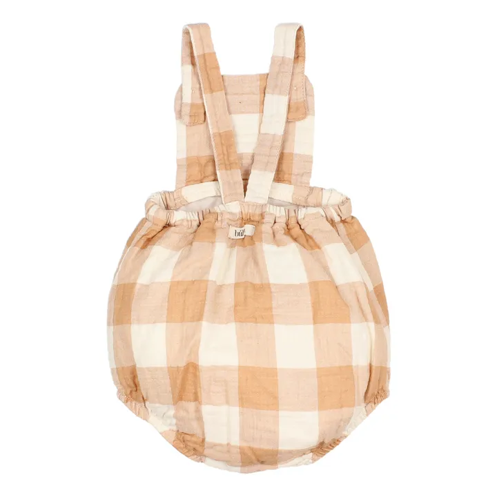 Responsible Cotton Gauze Check Romper | Ecru- Product image n°1