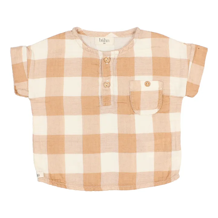 Responsible Cotton Gauze Check Shirt | Ecru- Product image n°0