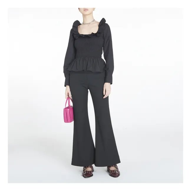 Camicetta smock in cotone biologico | Nero