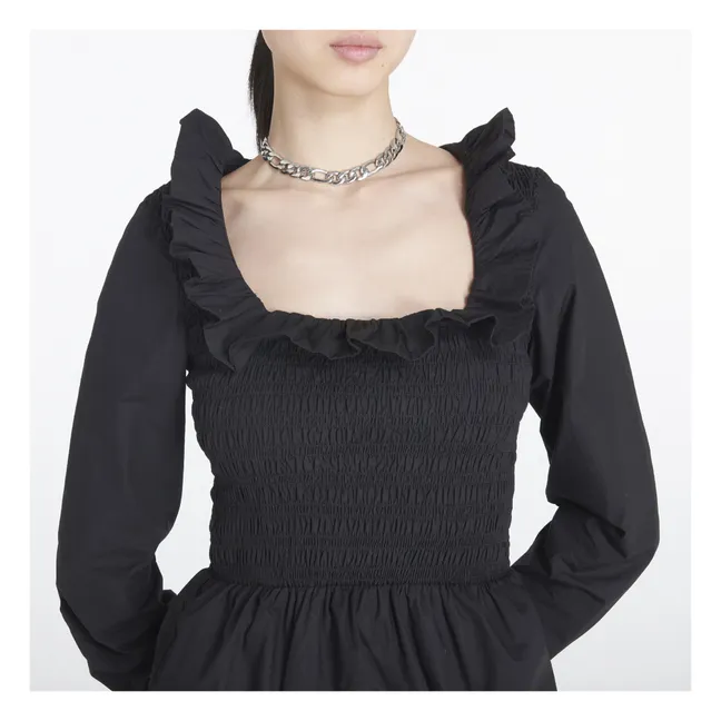 Camicetta smock in cotone biologico | Nero