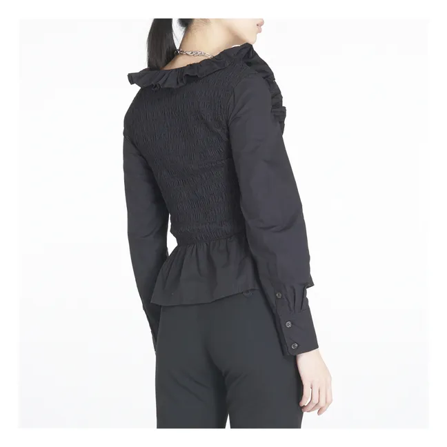Camicetta smock in cotone biologico | Nero