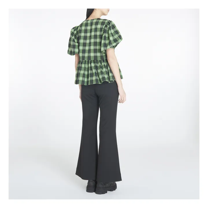 Blusa de cuadros de algodón orgánico Wrap | Verde- Imagen del producto n°3