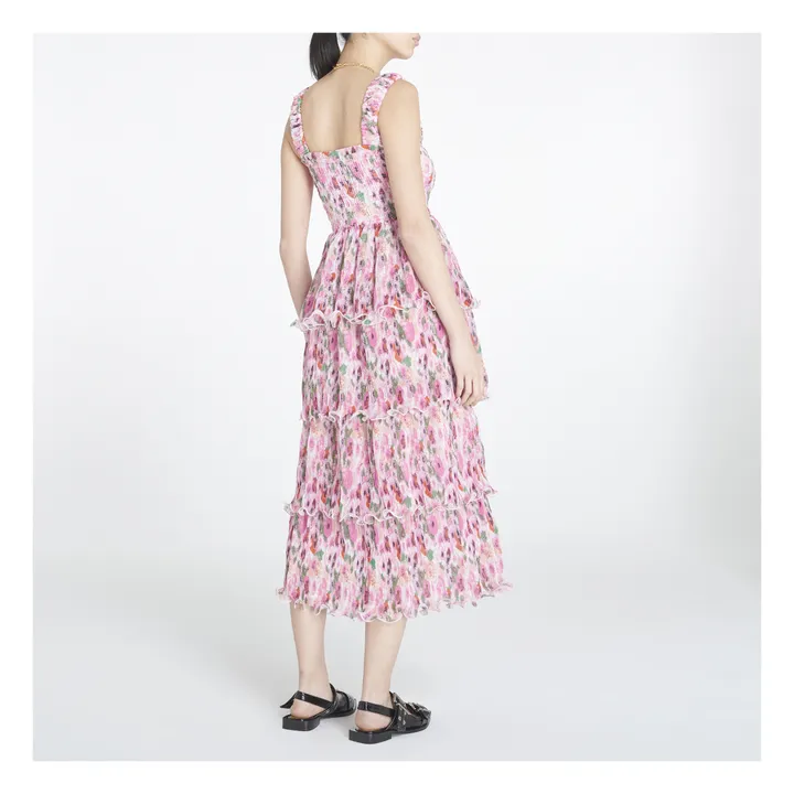 Ganni ■Shibori Pleat Mini Smock Bubble Dress - Light Pink Chalk Pink Pink Denim Mini Dress | GANNI US