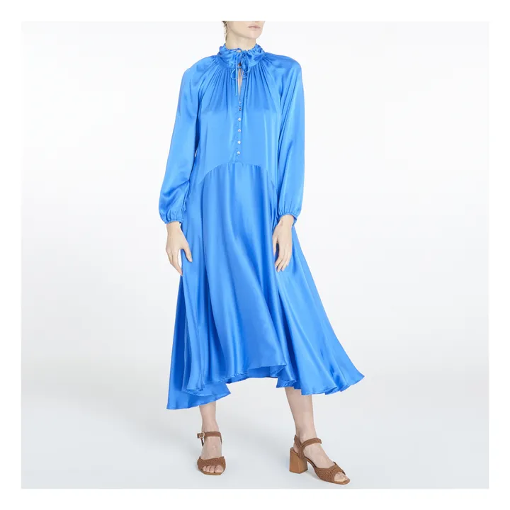 Robe Eva Soie | Bleu- Image produit n°1