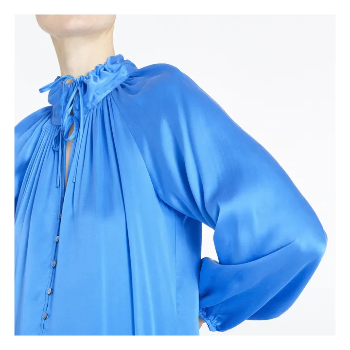 Robe Eva Soie | Bleu- Image produit n°2